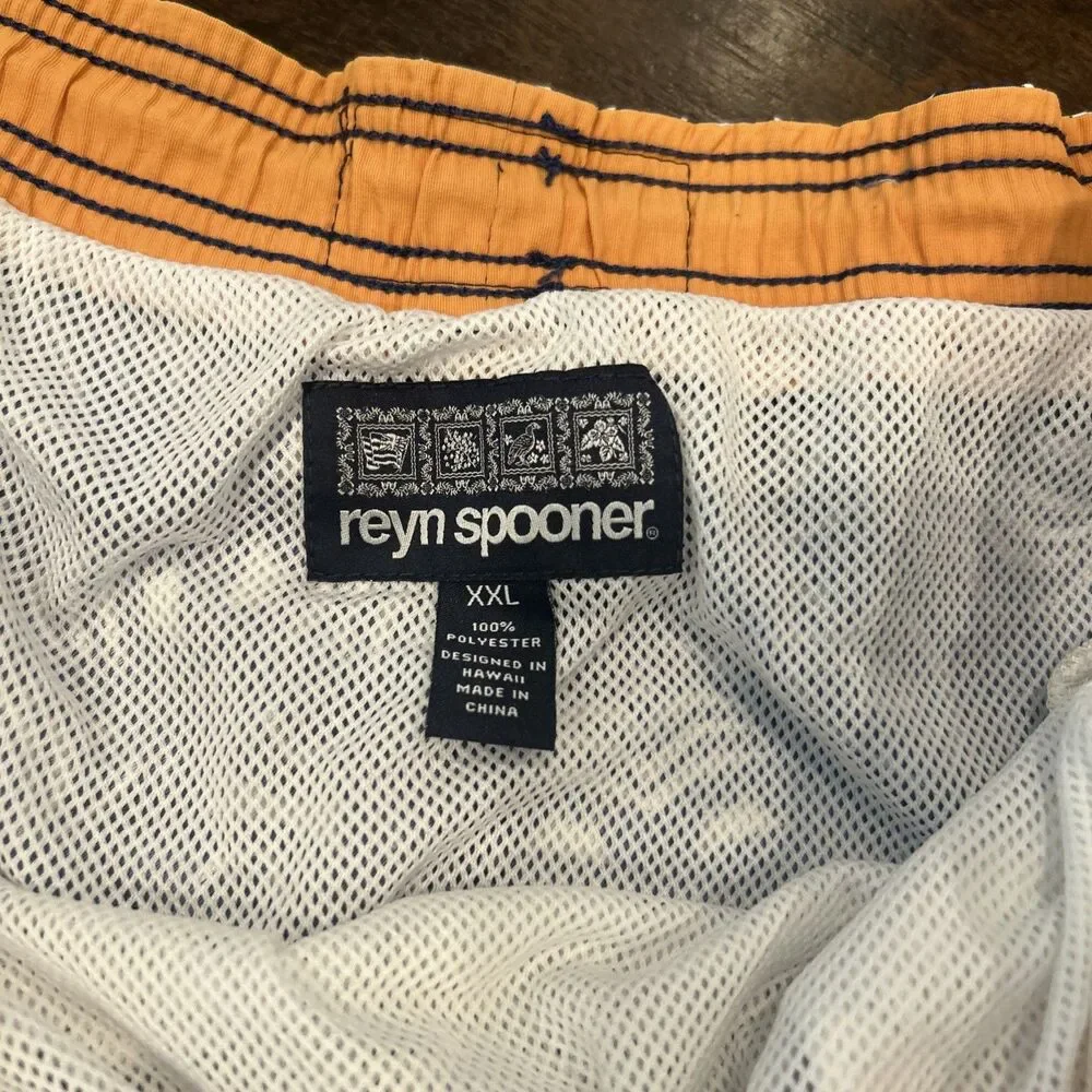 REYN SPOONER Swim Trunks Lined Mens XXL Aloha Blue Orange Shorts 7